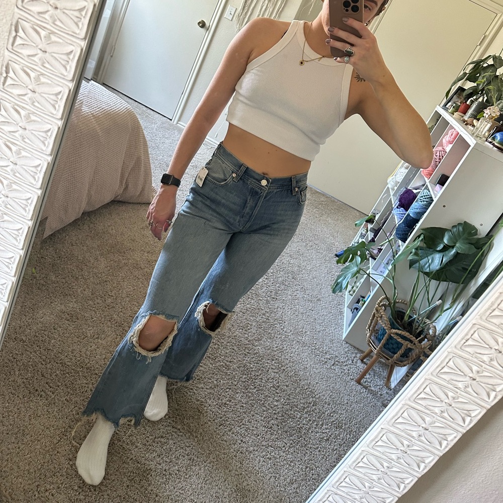 Free People Distressed Denim Jeans. Size 26